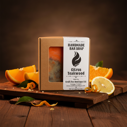 Citrus & Teakwood Handmade Cold Process Bar Soap – 4 oz
