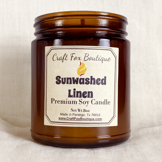 Sunwashed Linen 8oz Soy Candle