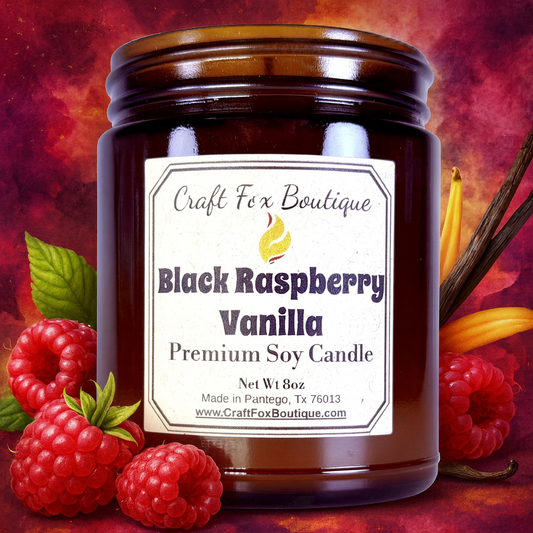 Black Raspberry Vanilla 8oz Soy Candle